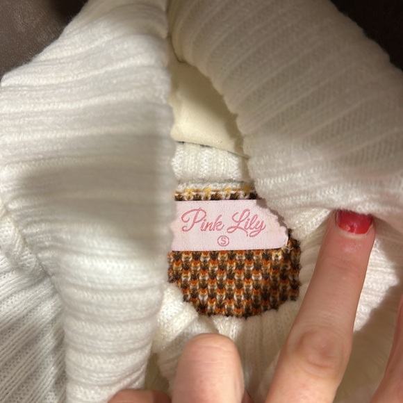 Floral Knit Turtleneck Sweater Dress - Picture 2 of 3